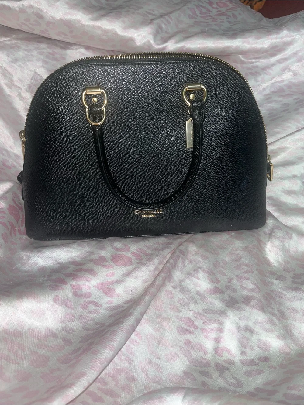 Coach Black Dome Satchel with Gold Hardware